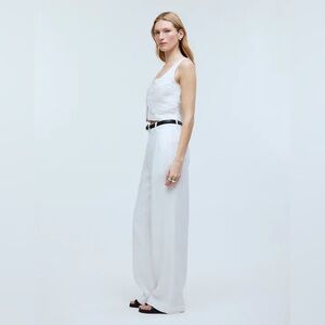 Madewell The Harlow Wide-Leg Pant in 100% Linen size 2 white
